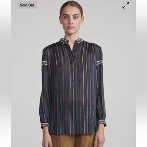 Rag & Bone Sheer Austin Navy Long Sleeve Button Up Striped Shirt XS